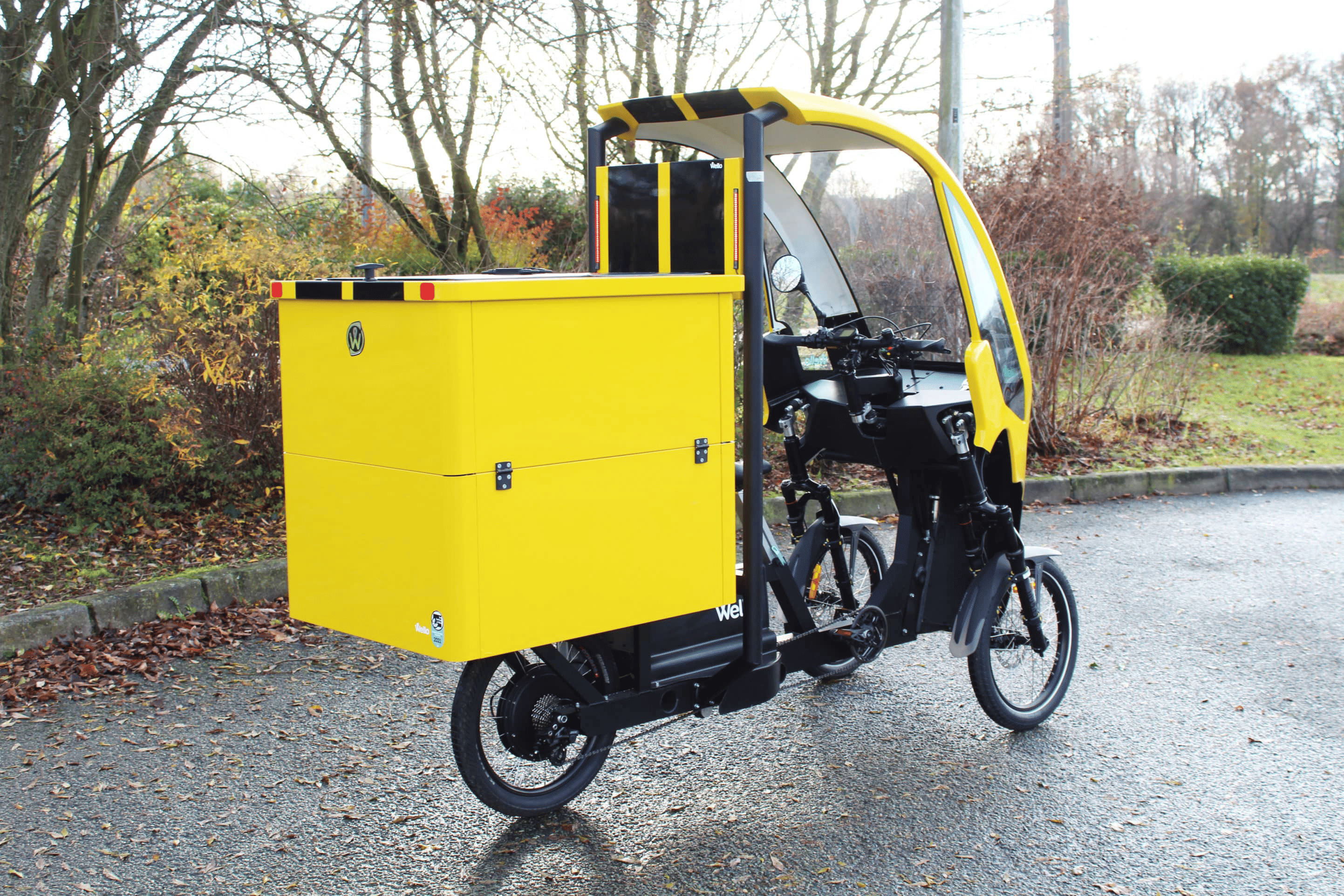 Wello Pick Velo vélo cargo triporteur avec coffre 480 litres vue arrières (1) Wello Pick Up vélo cargo professionnel triporteur avec caisse 460 litres vue arrière